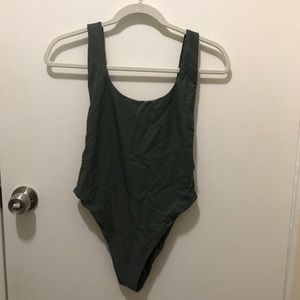 Olive green one-piece swimsuit